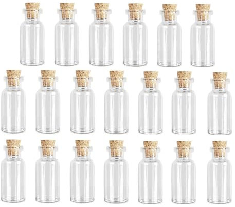 XNJIHWA 20Pcs Desiderando bottiglie 2ml Mini Bottiglia di Vetro Mini Bottiglia dei Desideri per Arte,Feste,Messaggi e Decorazioni Fai-da-Te