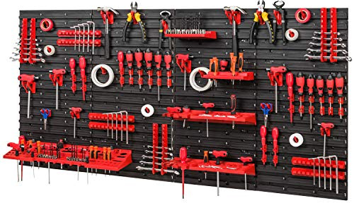 PAFEN Werkzeugwand -1544 x 780 mm - Set 75 Werkzeughaltern mit Lochwand Lagersystem Warkzeuglochwand Wandregal Werkstattregal