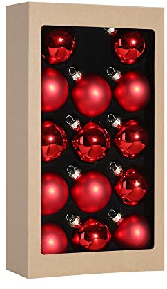 Suixing Christmas Glass Balls Multi Colors Included with Loop Set Festival Home Party Decors Xmas Tree Hanging Pendant 14PC 2.2In Red