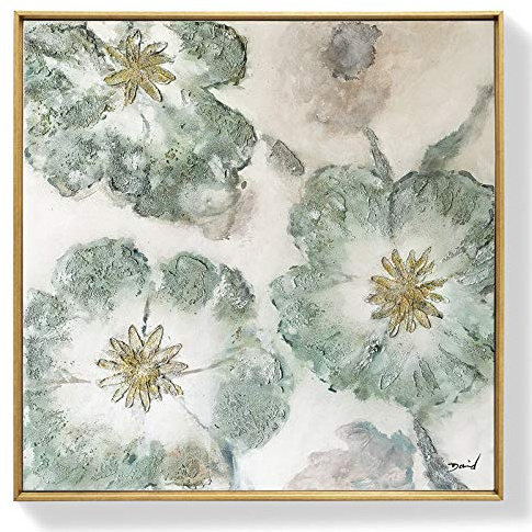 Ölbilder Auf Leinwand Handgemalt,100% Handgemalt Abstrakte Graue Pflanze Blumen Blumen Blumen Kunst Ölmalerei Auf Leinwand Wandkunst Rahmenlose Bilddekoration Für Live Room Home Decor Geschenk, 30