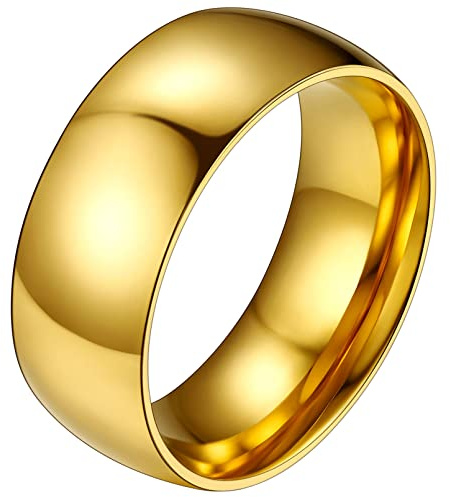 FaithHeart Enkel ring för dam herr, ring i rostfritt stål/guldpläterad, 2/4/6/8 mm bred, 10 storlekar tillgängliga från 47 till 67, 66.5 mm, Metall, Ingen ädelsten