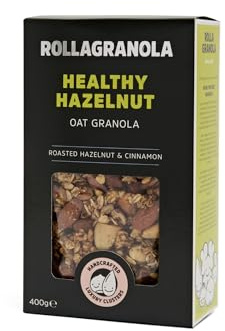 Rollagranola - Healthy Hazelnut 400g Pack. 100% Natural, Made With Gluten Free Oats And Cinnamon. Suitable For A Vegan Diet With No Added Sugar. Handcrafted In The UK - 400g Pack