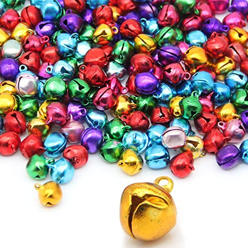 H&W 200Pcs Jingle Bells,13mm Colorful Metal Craft Bells,DIY Bells for Christmas,7 Colors for Crafts,Cat Collars and Jewelry Making,Wedding Party Decorations