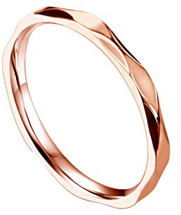 Banemi Ringe für Frauen Modeschmuck, Ring Edelstahl Rhombus Roségold Jahrestagsringe für Ihn Größe 54 (17.2)