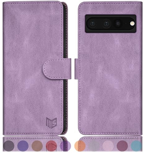 SUANPOT [RFID Schutz für Google Pixel 7 Pro 5G Hülle PU Leder Handyhülle Lederhülle Klapphülle Kartenfach Flip Cover für Pixel 7 Pro Handy hülle Leather Wallet Phone Case Violett