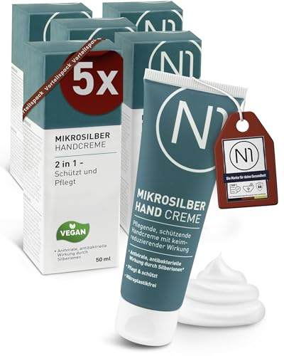 N1 Mikrosilber Handcreme 250 ml - Für rissige Hände inkl. Desinfektion | Pflege und Desinfektion in einem Produkt - für sehr trockene Hände, mit Mikrosilber, zieht schnell ein und fettet nicht