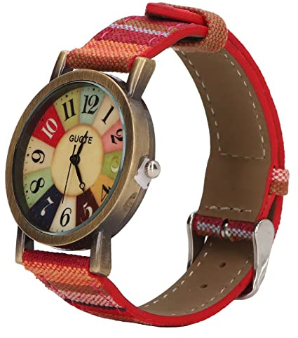 Alomejor Hippie-Uhr, Mehrfarbig, Böhmischer Stil, Mode-Leder-Armbanduhr, Retro-Knopfbatterie, Steampunk-Uhr für Damenuhr