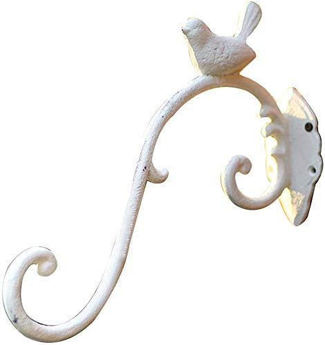 ADITAM Gartenhalterung Blumentopf Haken Blumenampel Halter Balkon Metall Wandhalterung Hängepflanze Vogel (Antik weiß) Double The Comfort