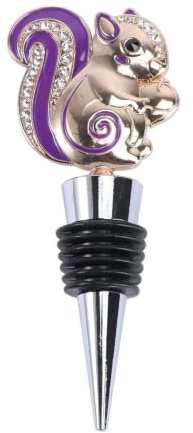Cabilock Squirrel Wine Bottle Stopper Zinc Alloy Reusable Plug with Rhinestone Inlay for Red Wine and Beverage Bottles Elegant Kitchen Decoration