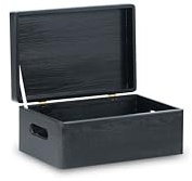 Pinus - Holzkiste mit Deckel 30x20x13,5 cm, Box mit Griffe, Stabiles Holzbox mit Deckel, Schatztruhe aus Holz mit Klappverschluss, Holzschachtel mit Deckel, Aufbewahrungsbox - Schwarz