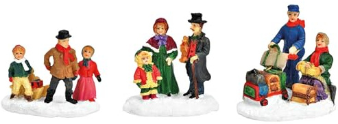 meindekoartikel 3er Set Figuren - Dorfleben im Winter - Lichthaus Winterwelt - Miniaturfiguren Miniatur-Modell für ihre Miniaturwelt