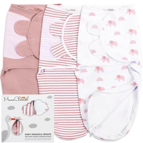 Pucksack für Babys, biologische Puckdecke, Pucksack für Neugeborene, Tragetuch, verstellbar, einfaches Wickeln, für Jungen und Mädchen von 0 bis 3 Monaten | Pucksack für Neugeborene, GOTS & OEKO-TEX zertifiziert, für Frühgeborene, 0–3 Monate, 3 Stück Mama Cheetah