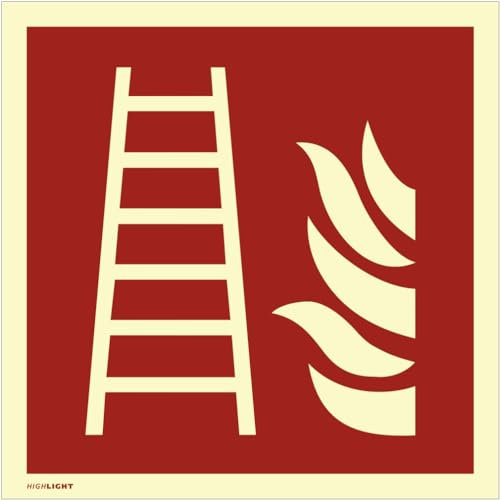 Dreifke® Schild Feuerleiter ISO 7010, Kunststoff, langnachleuchtend, 160-mcd, 148x148 mm