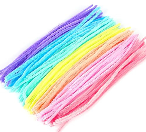 Yoezuo 100 Stück Pfeifenreiniger, Multi-Color Pfeifenreiniger, Bunt Pfeifenputzer Chenilledraht Drahtskulpturen für DIY Basteln und Dekorationen, 30cm*6mm (7 Farben)