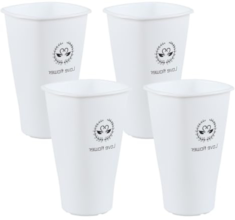 Yesdate 12 Inch Tall Flower Plant Buckets with Handles, Deep Plastic Flower Holder Tall Plant Pot, Planter Farmhouse Vase, Set of 4, White