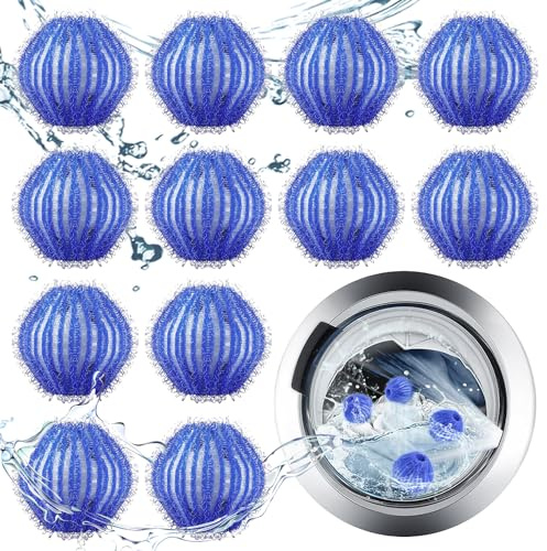 12 pcs Fusselbälle waschmaschine,Tierhaarentferner waschmaschine,Fusselball für waschmaschine,Wiederverwendbar tierhaarentferner,Anti fusselbälle waschmaschine für entfernt tierhaare fusseln(Tiefblau)