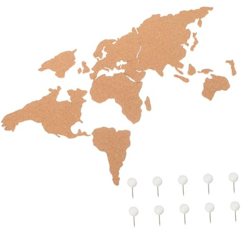 HOODANCOS Kork-weltkarte Selbstklebend Wandkunst Rustikales Design Für Wohnzimmer Büro Wanddekoration Korktafel Zur Kreation Von Persönlichen Fotostilen