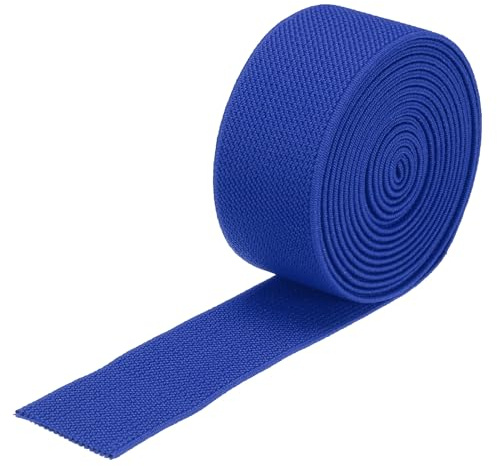 QUARKZMAN Cinta Elástica de Tejido de Sarga de Doble Cara de 3 cm (1.2) de Ancho, 2 Yardas/6 Pies de Largo, Banda Elástica Tejida en Carrete, Correa Elástica Resistente Azul