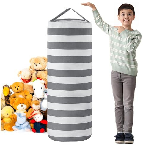 LAHAQIQI Sitzsack-Bezug zur Aufbewahrung von Stofftieren für Kinder, Plüschtiere, Organizer-Taschen, ein durchgehender Reißverschlusszylinder, Zimmermöbel-Dekor – Organisieren, Sitzen, Spielen, Boxen