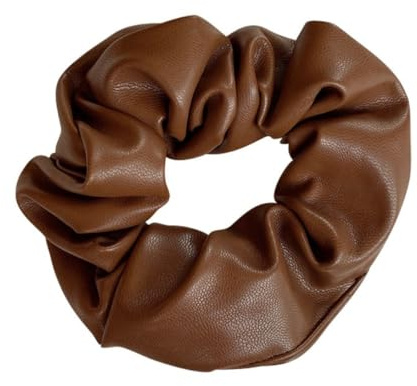 Whakano 1 Stück Leder Haargummis für Damen,Elastische Haargummi,Scrunchies,Einfarbig Haare Ringe,Haarschmuck Kopfbedeckung,Haarbänder für Pferdeschwanz Frauen Mädchen Damen,Kaffee