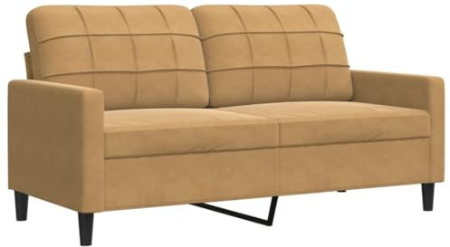 vidaXL Sofa 2-Sitzer, Polstersofa Doppelsofa für Wohnzimmer, Couch Loungesofa Metallgestell, Zweisitzer Samtsofa Sitzmöbel, Modern, Braun 140cm Samt