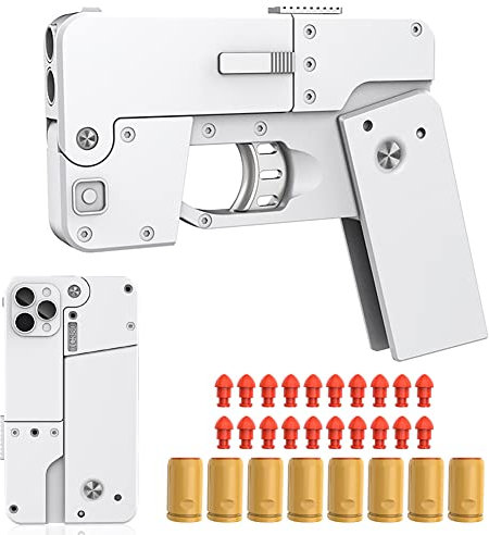 Creative Soft Bullet - Pistola giocattolo pieghevole, con 8 conchiglie e 20 proiettili in schiuma, per 8 + bambini, idea regalo per fucile softair (bianco)