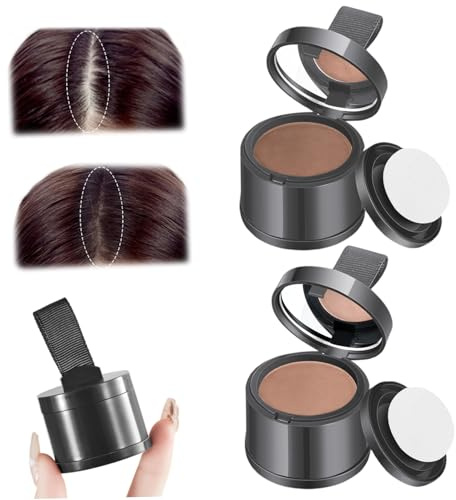 Gesso per capelli, mascara per capelli, 2 pezzi di ritocco della radice in polvere per capelli in polvere per donne marrone scuro ＆ perdita di capelli marrone chiaro acqua correttore e polvere di cap