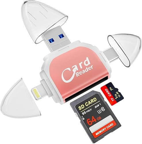 DAJASD Multi-Port 4 in 1 Universal SD TF Kartenleser, SD/Micro SD Kartenleser, Micro SD Card Reader, Highspeed Kartenlesegerät, Kamera Speicherkartenleser für Android Phone PC Notebook Kamera-Gold