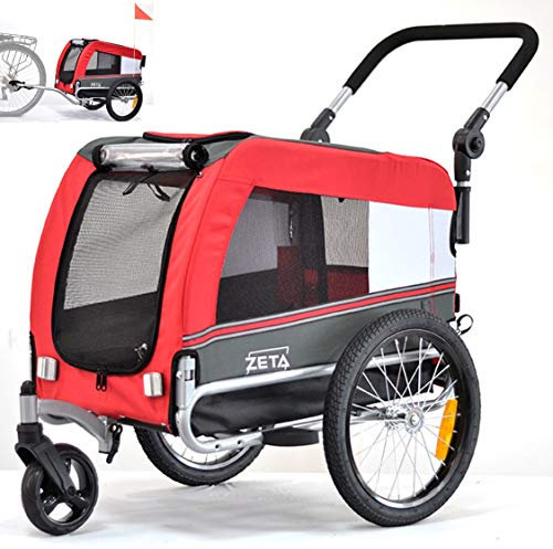 PAPILIOSHOP Zeta - Remolque para el transporte en bicicleta de tu perro, cochecito para mascotas en 3 tallas (S-rojo)
