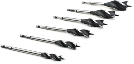 Big Horn 18984K TurboBore Tri Flute Wood Drill Bit 6 Piece Set - 1/2 Inch to 1-1/4 Inch