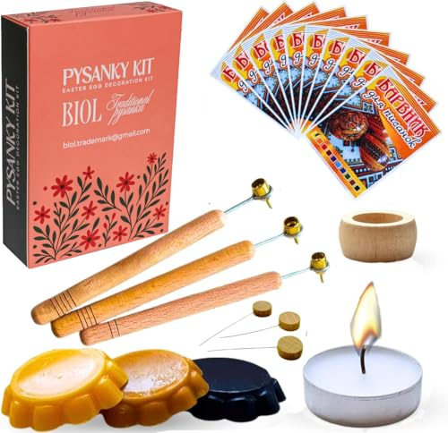 BIOL Kistka Pysanky Kit – Ukrainisches Eierzubehör – Pysanka Tools Kistkas Wachsstift Pysanky – Ukrainisches Osterei-Dekorationsset
