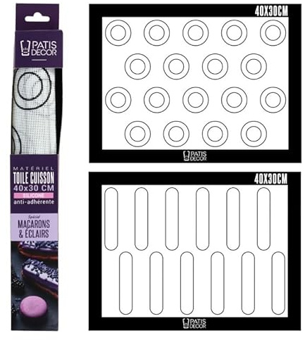Tapis de cuisson silicone spécial macarons & éclairs 40 x 30 cm