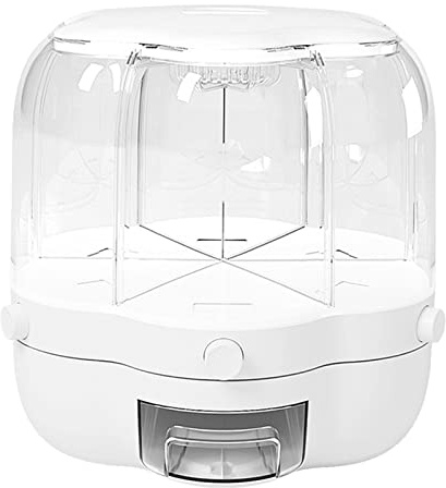 HouseVibe 6 Grid Rice Storage Container Multi Cereal Dispenser Countertop Pantry Organization White 10.63x12.60 Inch