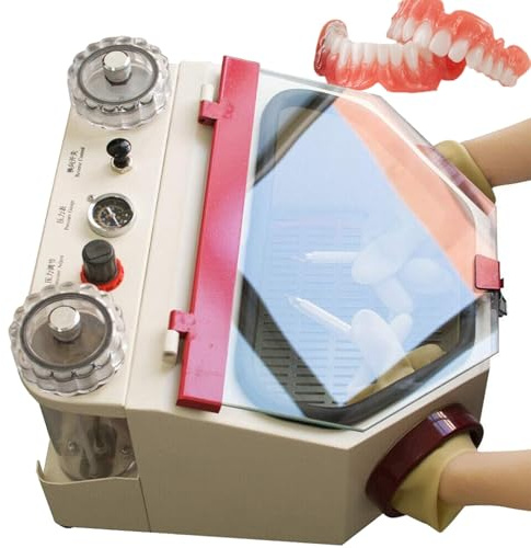 Equipo de chorro de arena para glaseado dental y de joyas, chorro de arena de laboratorio con LED y ventana de vidrio, ideal para tratamiento de oro y plata
