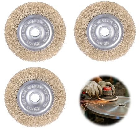 3 PCS Wire Brush Replacement Compatible with Ryobi Patio Cleaner RAC814 RY18PCA-0 OPC1800 OPC1815 and More, Wire Wheel Brush 115mm with 16mm Arbor Hole Steel Bristles for Weed Rust Joint Debri Removal