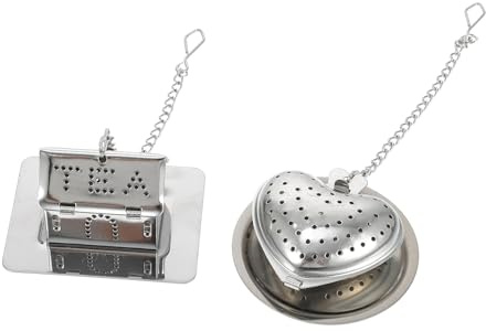 Zerodeko Filtro Per Tè Sospeso e Colino Da Tè in Acciaio Inossidabile Catena, Domestico e Cucina, Set 2 Pezzi Per Infusione Di Sfuso, Tisane e Spezie