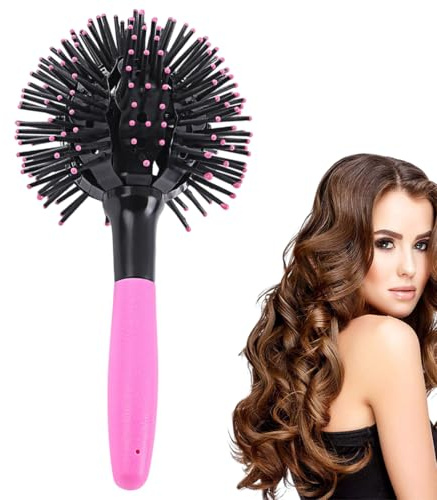 Spazzola Sferica per Capelli - Spazzola a Palla 3D Professionale per Capelli Ricci e Styling - Spazzola Rotonda per Onde e Boccoli Definiti - Adatta per Capelli Asciutti e Bagnati