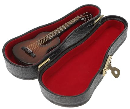 Gatuida Mini Chitarra Classica in Legno con Supporto Decorazione Piccola per Casa Ufficio e Casa delle Bambole Ornamento Musicale Artistico e Resistente