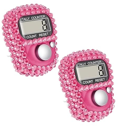 2Pcs Pink Electronic Finger Tally Counter Clicker Counter,Convenient Portable Digital Display Tally Counter, Digital Tally Counter with LCD Display, Portable Hand Counter for Sports, Golf, Counting