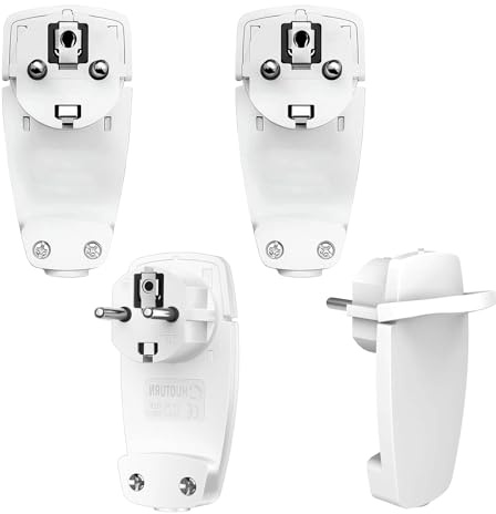Vaskula 4 Stück Flachstecker mit Klappgriff Flacher Stecker Steckdose 16A/250V Schukostecker Abgewinkelt Weiß Winkelstecker Flach Abnehmbar Flach Schutzkontakt Stecker für Den Heimgebrauch