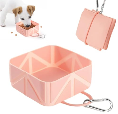 MIUPOO Faltbarer Hundenapf für unterwegs Reisenapf,Hundenapf Faltbar,Tragbare Silikon Fressnapf,Tragbare Silikon Trinkschale zum Wanderungen und Camping für Hunde Katzen,Rosa.