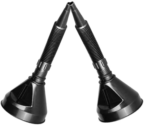 Healifty Lot de 2 Entonnoirs à Huile de Transmission Tube Long 165 Mm, Entonnoirs Plastiques à Large Ouverture, Filtres Intégrés, pour Voitures et Motos, Ravitaillement Rapide, Usage