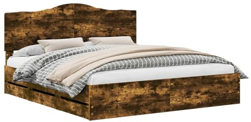 vidaXL Bettrahmen Geräucherte Eiche 180 x 200 cm Ingenieurs Holz, Ingenieure Holz-Bett, moderner Rahmen, minimalistisches Design, platzsparendes Möbel, Schlafzimmer Lösungen