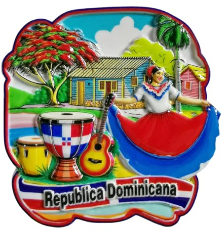 Imán para nevera de República Dominicana, recuerdo turístico, decoración de nevera, colección artesanal 3D