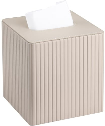 KINGFOM Taschentuchbox-Halter, Würfel, moderne quadratische Taschentuchbox-Abdeckung für Wohnzimmer, Schlafzimmer, Badezimmer, eleganter Taschentuchhalter aus PU-Leder für Zuhause und Büro, Dekor