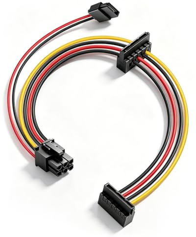 RIIEYOCA 18AWG ATX 6 Pin auf SATA 15 Pin Stromkabel, 5V/3A SATA Power Y-Splitter mit Slimline Optischem Laufwerk Anschluss, Upgrade Kabel für SSD HDD DVD Laufwerk. (50CM)