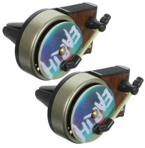 SHINEOFI Car Interior Decoration Vinyl Air Freshener 2 Sets Retro Record Player Aromatherapy for Auto Vent Clips