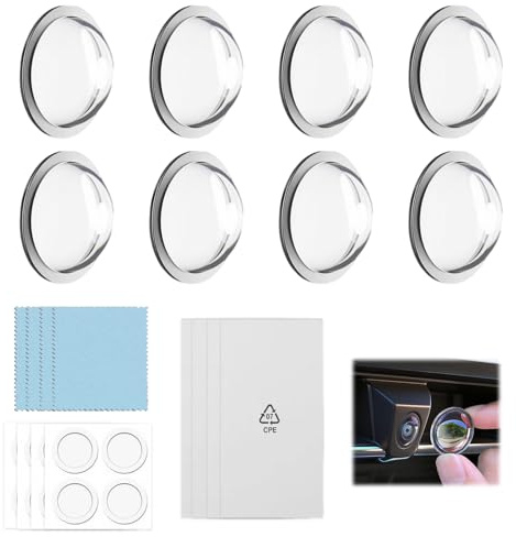 8 Pz Coperchi Trasparenti per Fotocamere Dell'automobile Protezioni Dell'obiettivo per Macchina Fotografica Impermeabile Antimacchia Immagine Ad Alta Definizione con 4 Panni Pulizia 8 Adesivo Di