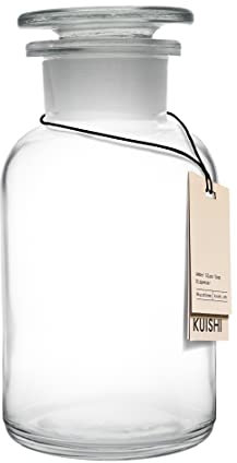 Kuishi Clear Glass Jars, Apothecary Amber Storage Jars with Lids, Apothecary Jars with Glass Stopper - Perfect as Storage Containers, for Flowers, Wedding, and Decor (50ml - 2000ml) (250ml)