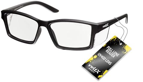 voltX 'Vision' (+1,50 Dioptrías, Lentes Transparentes) Lectores de Seguridad, Lentes de Lectura ampliados con Lentes de Seguridad con certificación CE EN166ft - Lentes UV400